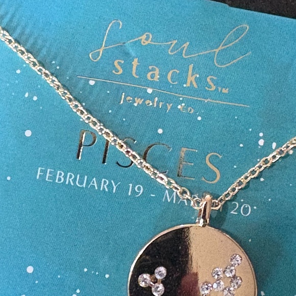 Star Sign Pendant Necklace, Teal, Pisces Design - Picture 6 of 8